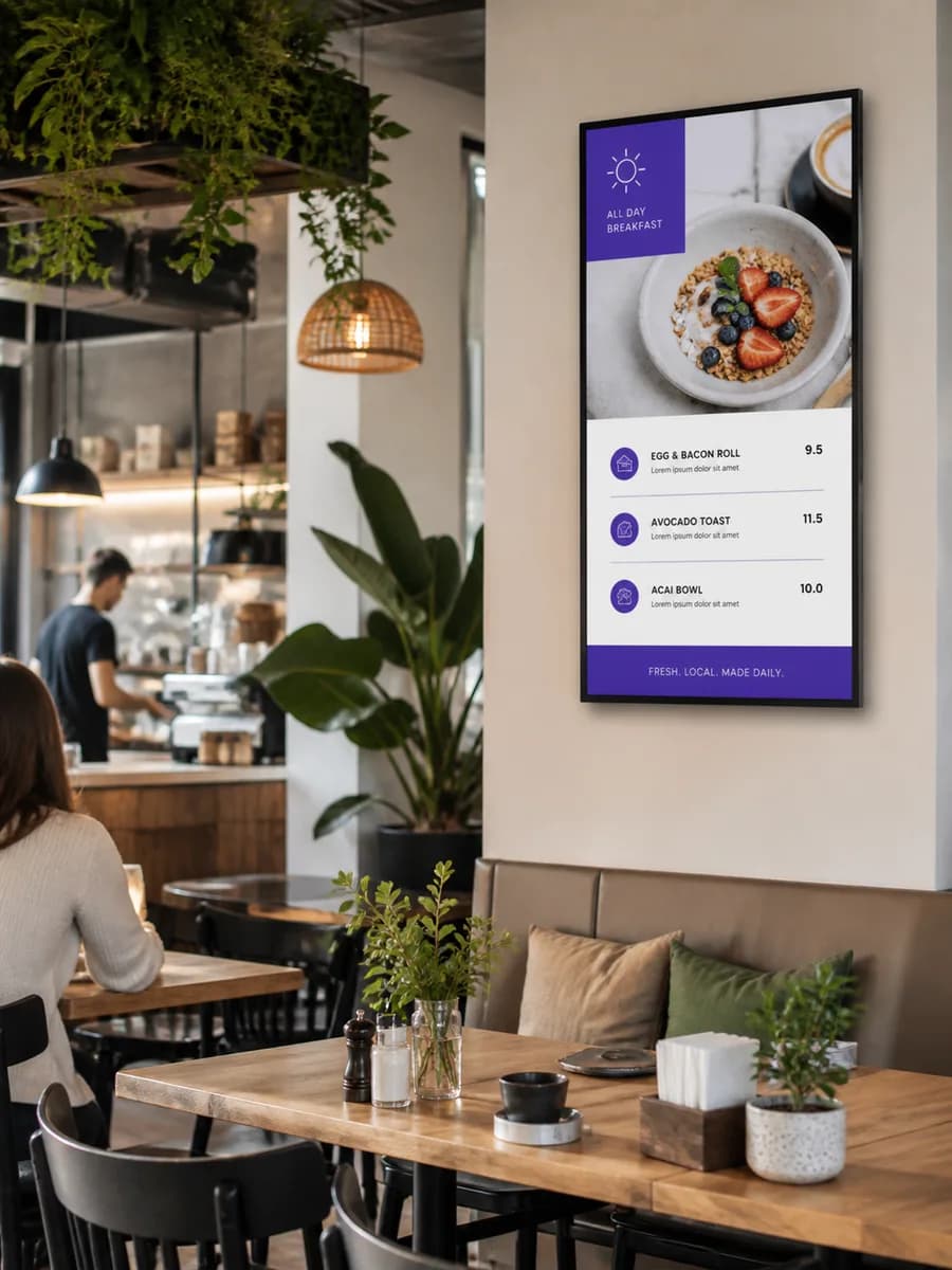 Scheduled hospitality screen creative in Lumina